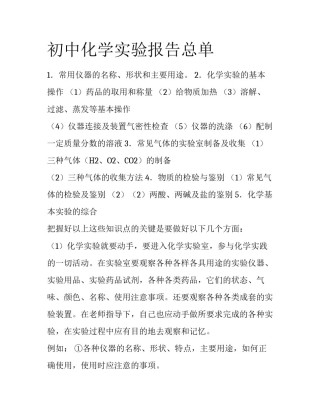 初中化学实验报告总单