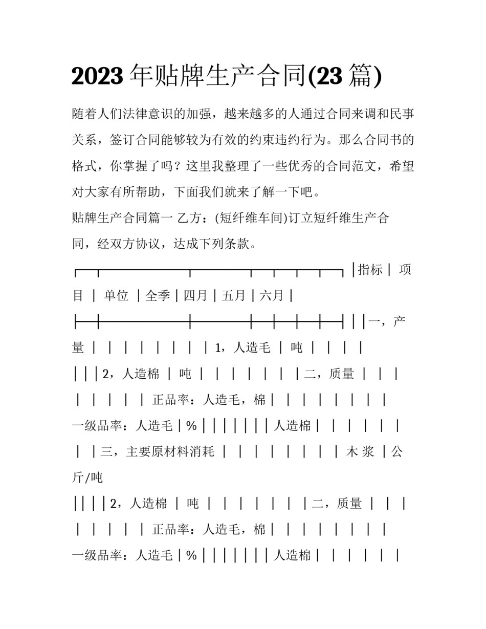 2023年贴牌生产合同(23篇)_第1页