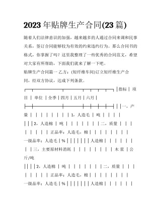2023年贴牌生产合同(23篇)