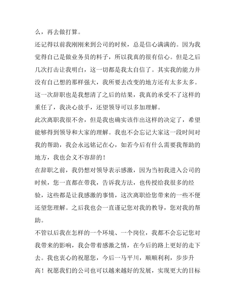 销售业务员辞职报告(10篇)_第3页