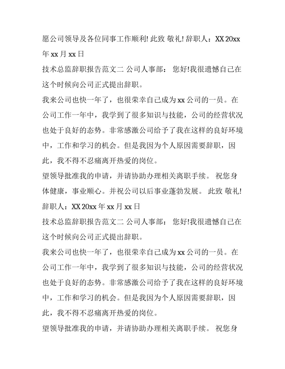 技术总监辞职报告范文四篇_第2页