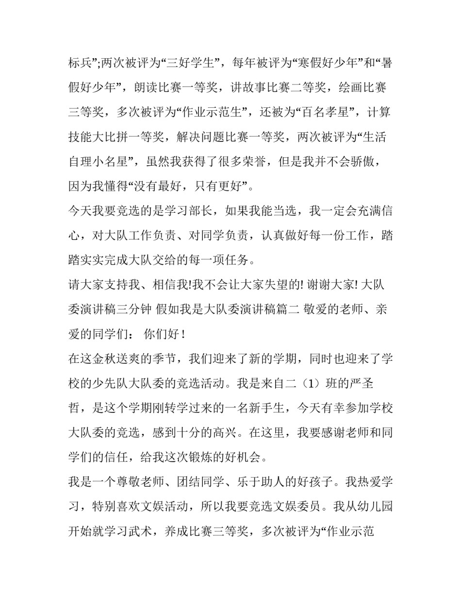 最新大队委演讲稿三分钟 假如我是大队委演讲稿(14篇)_第2页