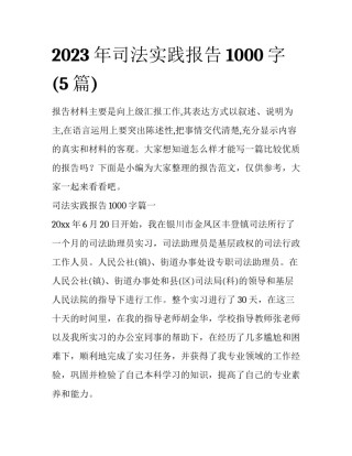 2023年司法实践报告1000字(5篇)