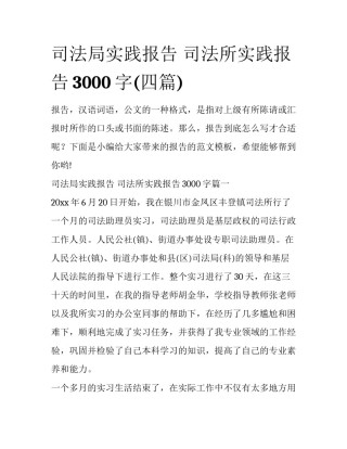 司法局实践报告 司法所实践报告3000字(四篇)