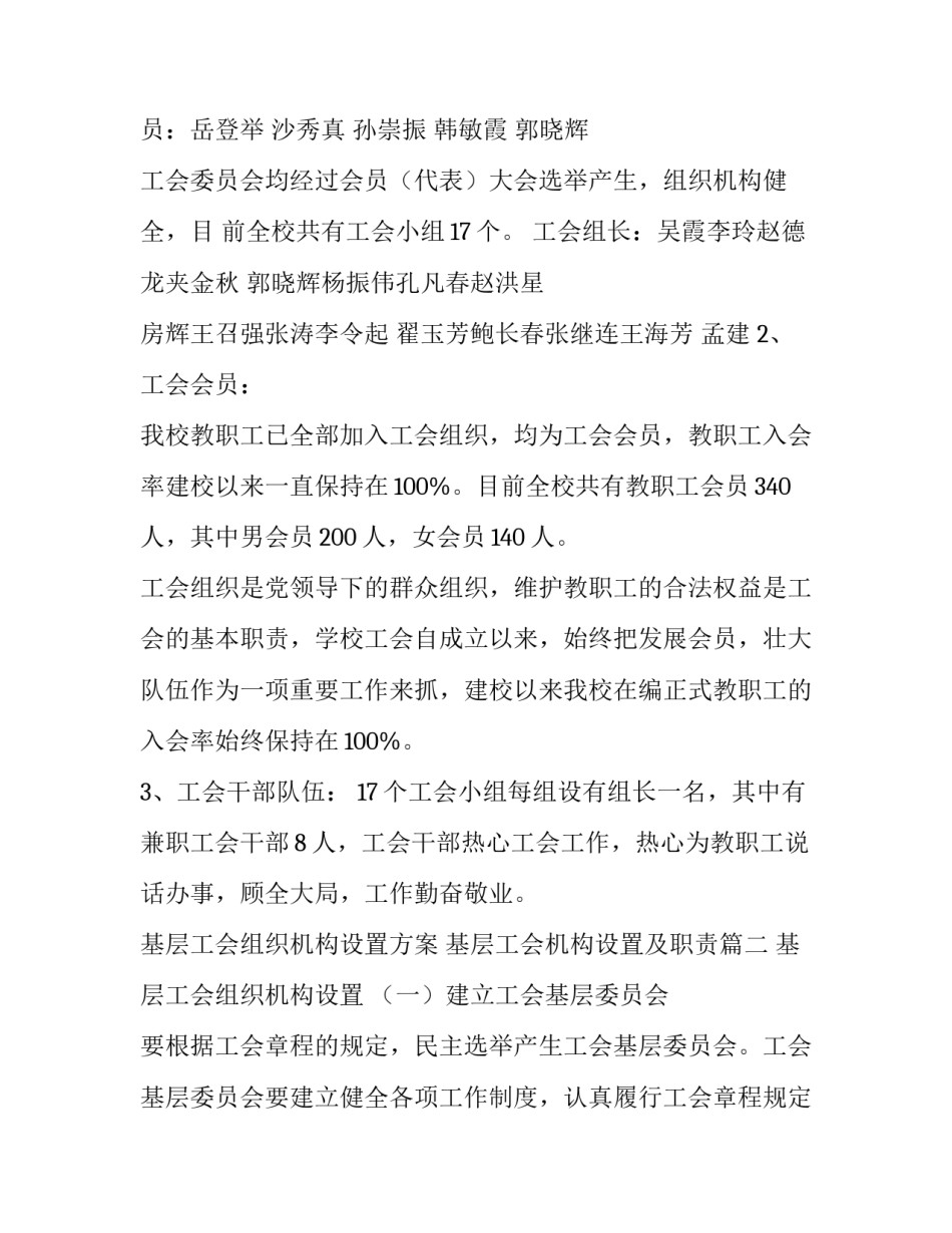 基层工会组织机构设置方案 基层工会机构设置及职责(五篇)_第3页
