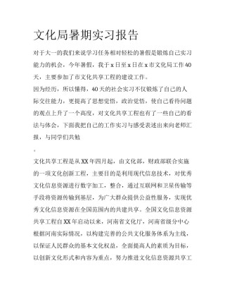 文化局暑期实习报告