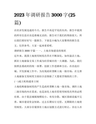2023年调研报告3000字(25篇)