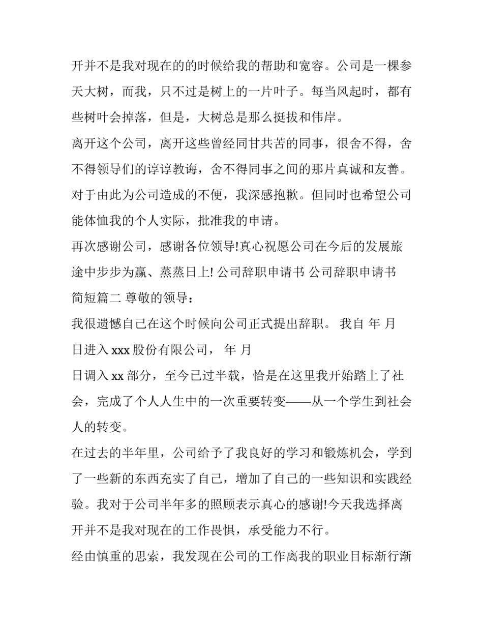 公司辞职申请书 公司辞职申请书 简短(九篇)_第3页