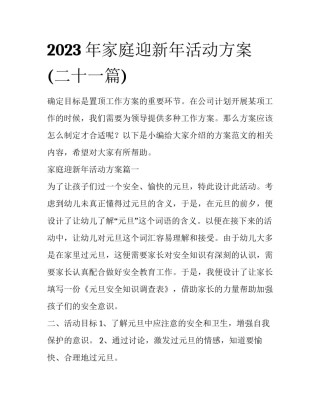 2023年家庭迎新年活动方案(二十一篇)