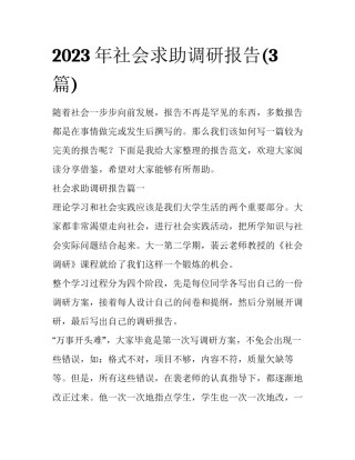 2023年社会求助调研报告(3篇)