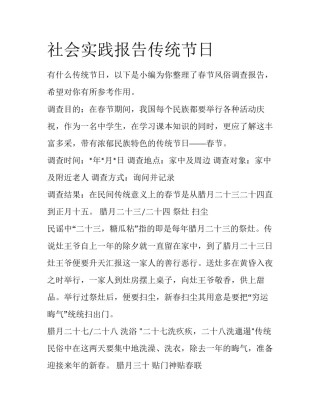 社会实践报告传统节日
