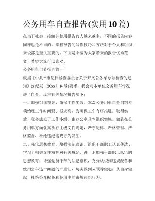公务用车自查报告(实用10篇)
