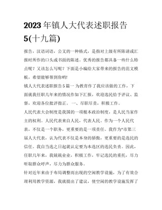 2023年镇人大代表述职报告5(十九篇)