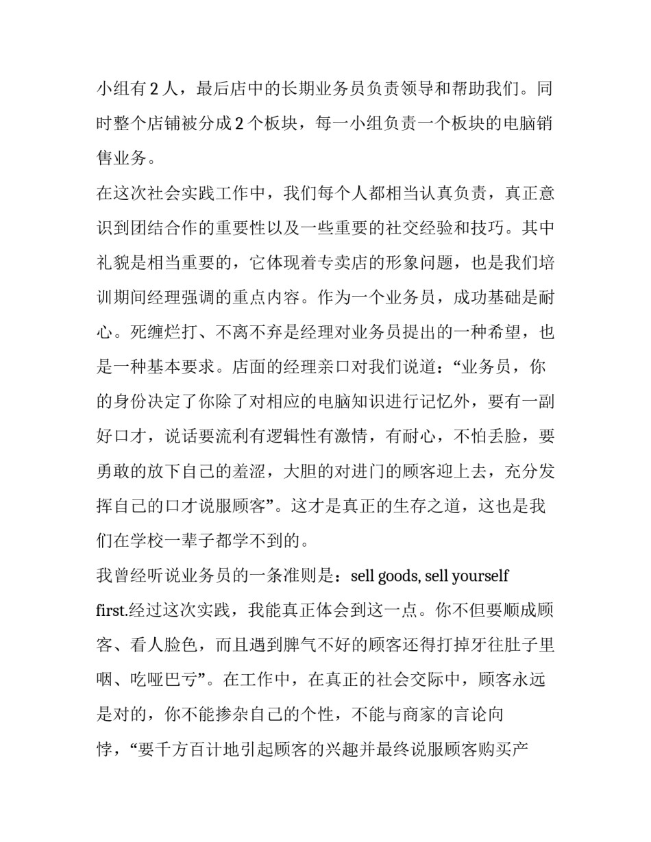 电脑业务员实践实习报告_第2页