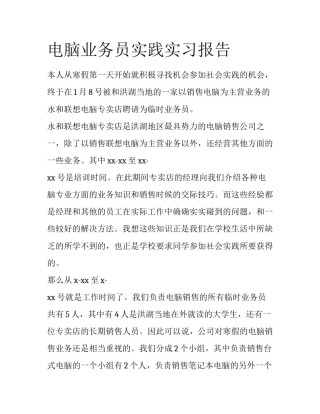 电脑业务员实践实习报告