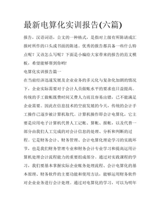 最新电算化实训报告(六篇)