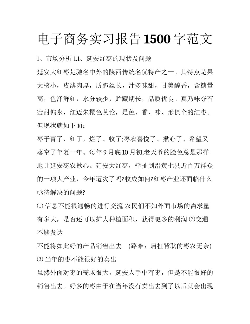 电子商务实习报告1500字范文_第1页