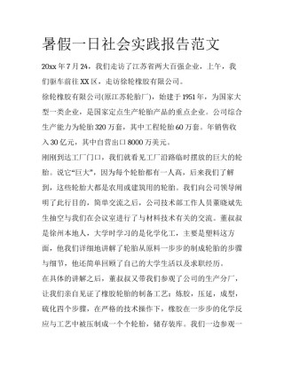 暑假一日社会实践报告范文