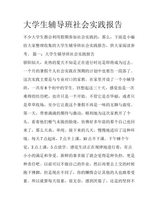 大学生辅导班社会实践报告