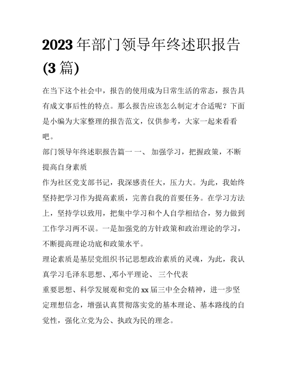 2023年部门领导年终述职报告(3篇)_第1页