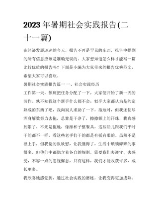 2023年暑期社会实践报告(二十一篇)