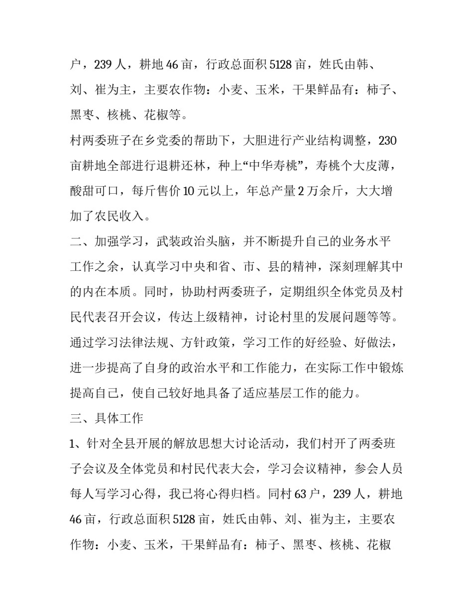 大学生村支书助理述职报告模板_第2页