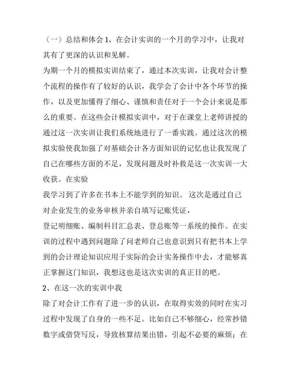会计专业学生的实训报告_第3页