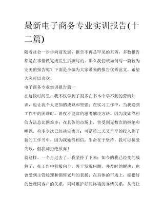 最新电子商务专业实训报告(十二篇)