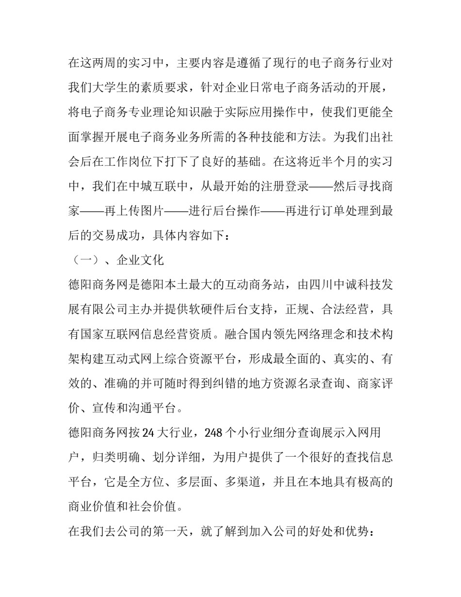 2023年电子商务实训报告万能3000字(八篇)_第2页