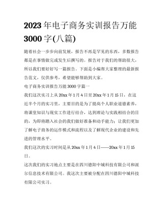 2023年电子商务实训报告万能3000字(八篇)