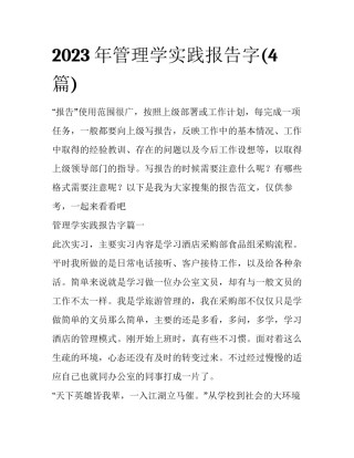 2023年管理学实践报告字(4篇)
