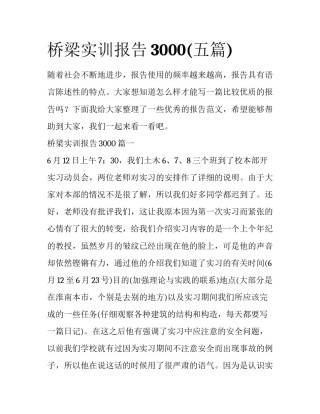 桥梁实训报告3000(五篇)