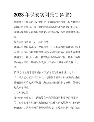 2023年保安实训报告(4篇)