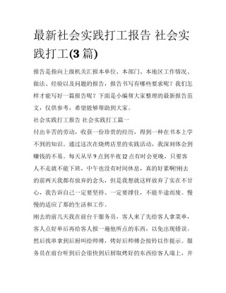 最新社会实践打工报告 社会实践打工(3篇)