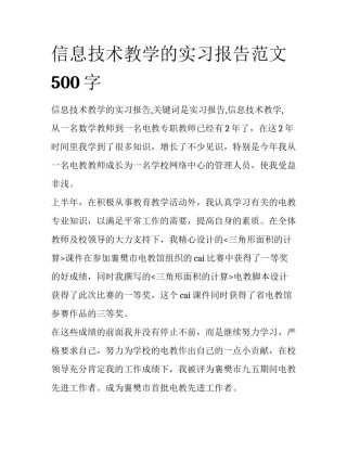 信息技术教学的实习报告范文500字