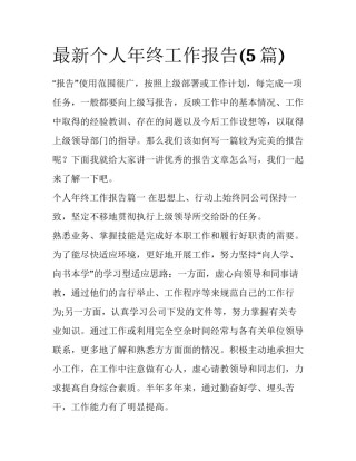 最新个人年终工作报告(5篇)