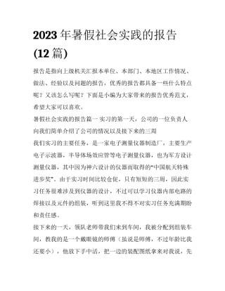 2023年暑假社会实践的报告(12篇)