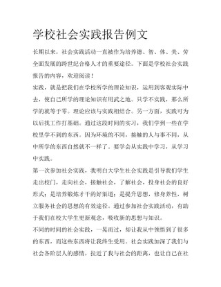 学校社会实践报告例文