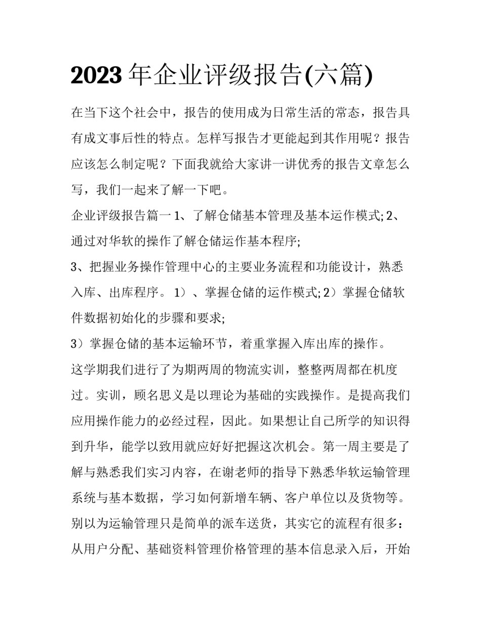 2023年企业评级报告(六篇)_第1页