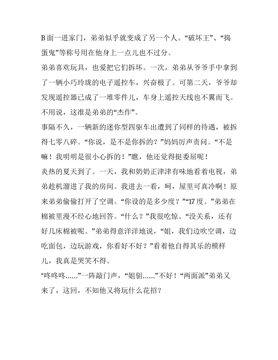 弟弟是个两面派六年级作文_第2页