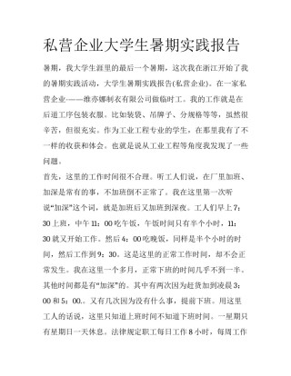 私营企业大学生暑期实践报告