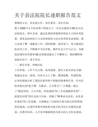 关于县法院院长述职报告范文
