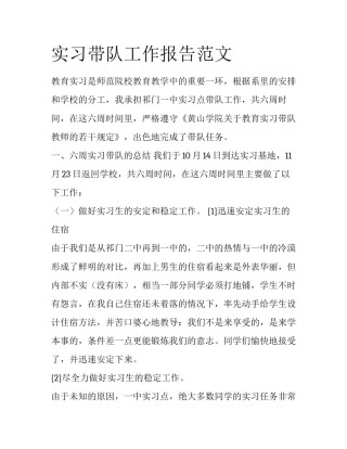 实习带队工作报告范文