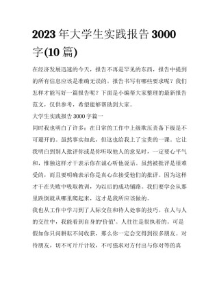 2023年大学生实践报告3000字(10篇)