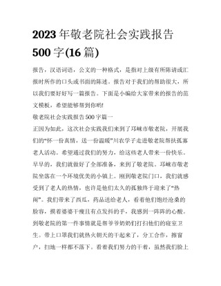 2023年敬老院社会实践报告500字(16篇)