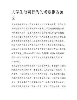 大学生浪费行为的考察报告范文