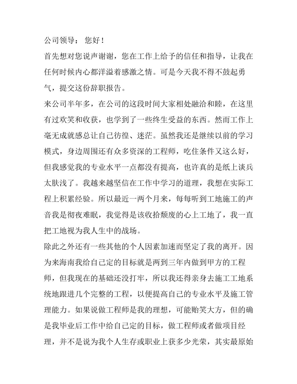 最新个人辞职报告 简短(九篇)_第3页