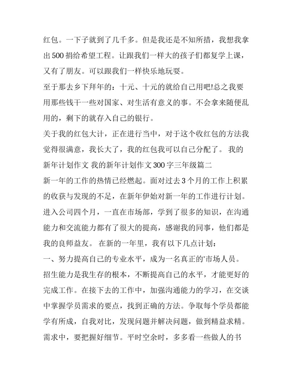 最新我的新年计划作文 我的新年计划作文300字三年级(八篇)_第3页