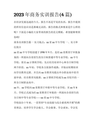 2023年商务实训报告(4篇)