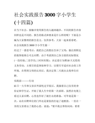 社会实践报告3000字小学生(十四篇)